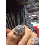 Кольцо Cartier Panthere белое крупное с камнями
