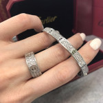 Кольцо Cartier Love белое широкое с камнями