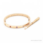 Браслет Cartier LOVE розовый классический с цветными камнями