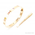 Браслет Cartier LOVE розовый классический с цветными камнями