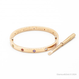Браслет Cartier LOVE розовый классический с цветными камнями