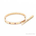 Браслет Cartier LOVE розовый классический с цветными камнями