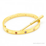 Браслет Cartier LOVE желтый классический с цветными камнями