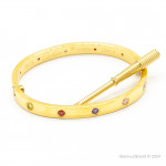 Браслет Cartier LOVE желтый классический с цветными камнями