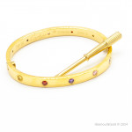 Браслет Cartier LOVE желтый классический с цветными камнями