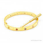 Браслет Cartier LOVE желтый классический с цветными камнями