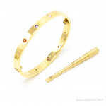 Браслет Cartier LOVE желтый классический с цветными камнями