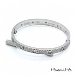 Браслет Cartier Love белый классический с паве