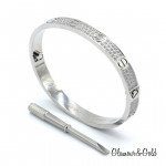Браслет Cartier Love белый классический с паве
