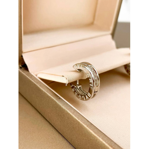 Комплект BVLGARI серьги и кольцо тонкие (серебро 925)
