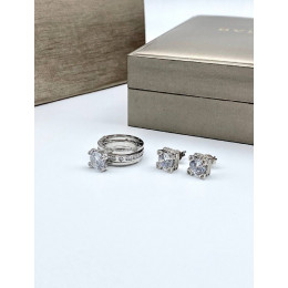 Комплект Bvlgari с двойным кольцом и сережками