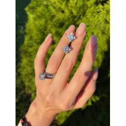 Комплект Bvlgari с двойным кольцом и сережками