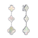 Серьги Van Cleef 3 мотива перламутр в белом