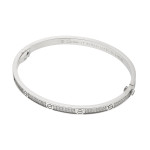 Браслет Cartier Love белый тонкий с паве с отверткой