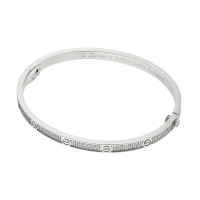 Браслет Cartier Love белый тонкий с паве с отверткой