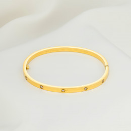 Браслет Cartier Love желтый тонкий с камнями