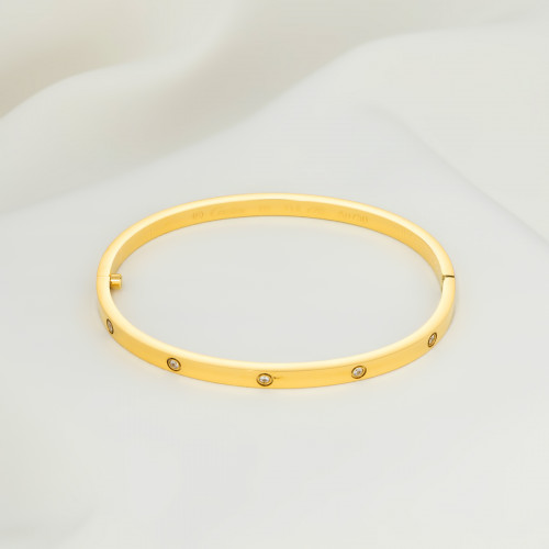 Браслет Cartier Love желтый тонкий с камнями