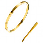 Браслет Cartier Love желтый тонкий с камнями