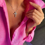 Крестик Tiffany Designer Jewelry белый с камнями
