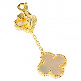 Серьги Van Cleef 2 мотива перламутр в желтом