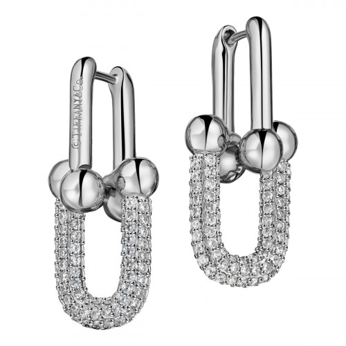 Серьги Tiffany HardWear белые с камнями