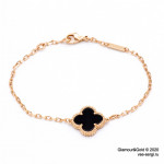 Браслет Van Cleef 1 мотив черный в розовом