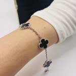 Браслет Van Cleef 5 мотивов черный в белом
