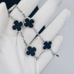 Браслет Van Cleef 5 мотивов черный в белом