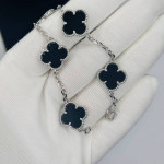 Браслет Van Cleef 5 мотивов черный в белом