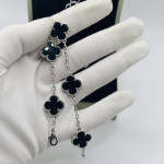 Браслет Van Cleef 5 мотивов черный в белом