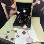 Браслет Van Cleef 5 мотивов темный перламутр в розовом