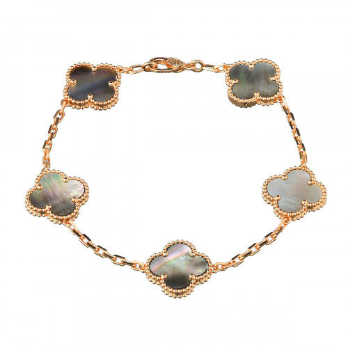 Браслет Van Cleef 5 мотивов темный перламутр в розовом