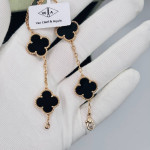 Браслет Van Cleef 5 мотивов черный в розовом
