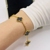 Браслет Van Cleef 5 мотивов черный в желтом
