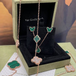 Серьги Sweet Alhambra Butterfly малахит в розовом золоте