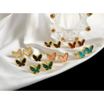 Серьги Alhambra Butterfly агат в желтом золоте