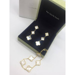 Серьги Van Cleef 3 мотива перламутр в желтом