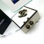 Комплект Chanel черный (серьги, брошь)