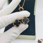 Комплект Van Cleef агат в розовом (серьги, кулон, браслет)