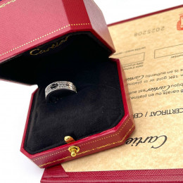 Кольцо Cartier Love белое классическое с паве