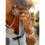 Комплект Chanel роза (серьги, колье, браслет, кольцо)