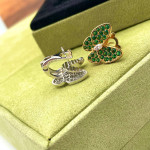 Комплект Van Cleef Two Butterfly зеленый, прозрачный (Серьги, Кулон, Кольцо)