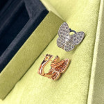 Комплект Van Cleef Two Butterfly розовый, прозрачный (Серьги, Кулон, Кольцо)