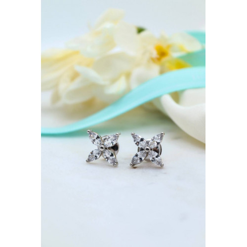 Пусеты Tiffany Victoria белые с камнями