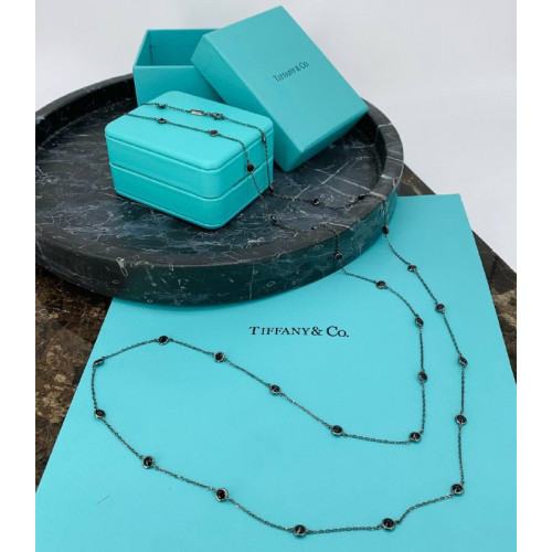 Колье Tiffany Elsa Peretti чёрное длинное с камнями