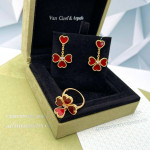 Комплект Van Cleef Alhambra Effeuillage Сердолик (Серьги, Кольцо)