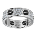Кольцо Cartier Love VGOLD белое классическое с керамикой