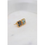 Комплект Van Cleef Alhambra Mini темный перламутр, желтый металл (серьги, кулон)