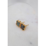 Комплект Van Cleef Alhambra Mini темный перламутр, желтый металл (серьги, кулон)