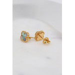 Комплект Van Cleef Alhambra Mini темный перламутр, желтый металл (серьги, кулон)